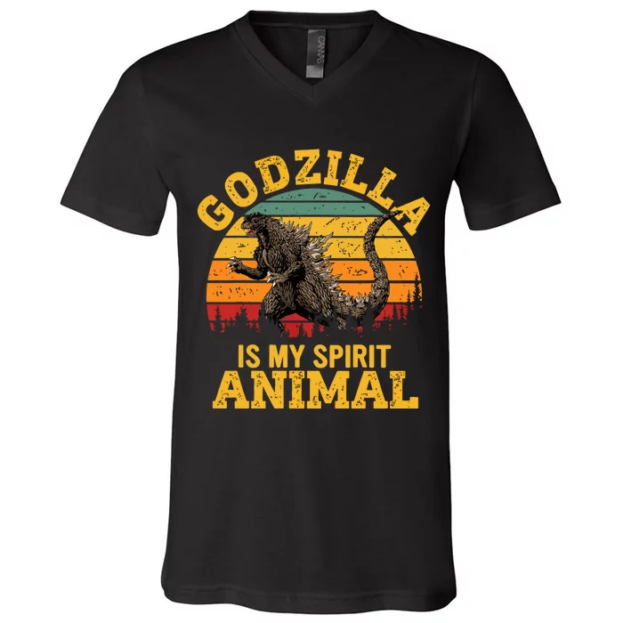 G.O.D.Z.I.L.L.A Is My Spirit Animal Retro V-Neck T-Shirt