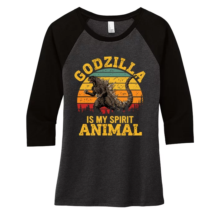 G.O.D.Z.I.L.L.A Is My Spirit Animal Retro Women's Tri-Blend 3/4-Sleeve Raglan Shirt