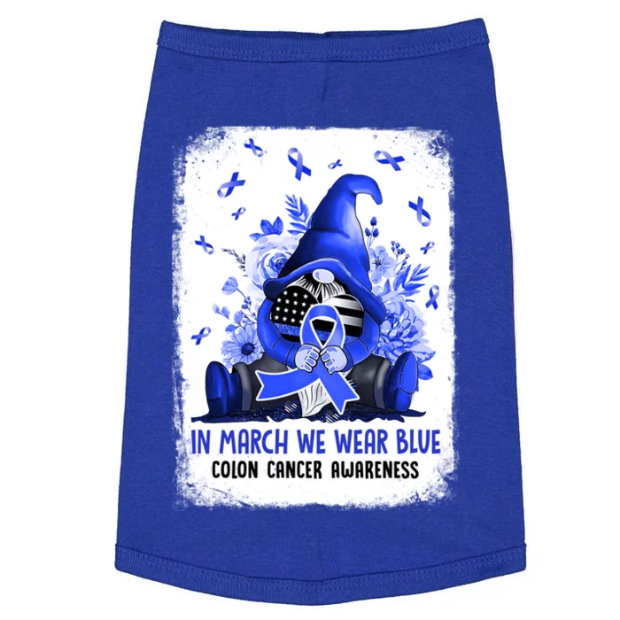 Gnome In March We Wear Blue Ribbon Colon Cancer Awareness Meaningful Gift Doggie Tank