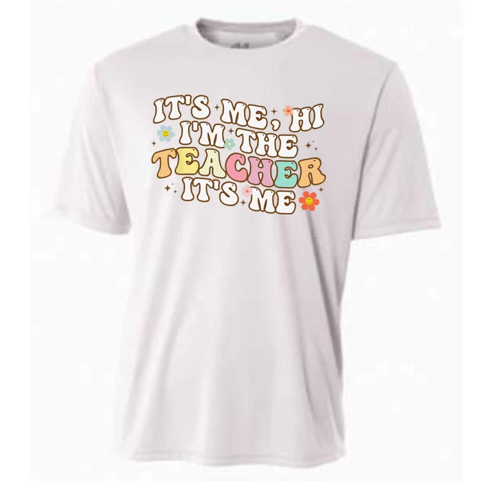 Groovy It's Me Hi I'm The Teacher It's Me Funny Teacher Cooling Performance Crew T-Shirt