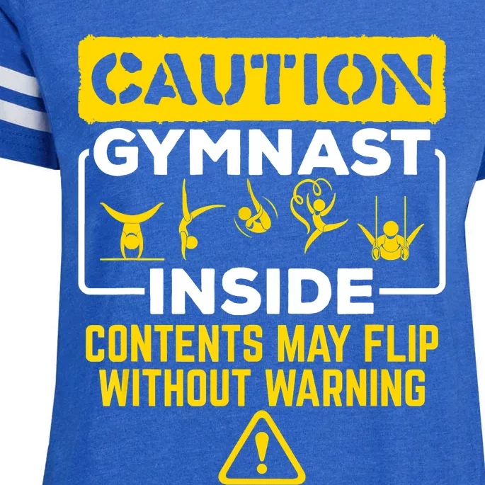 Gymnast Inside May Flip Without Warning Funny Gymnastics Enza Ladies Jersey Football T-Shirt