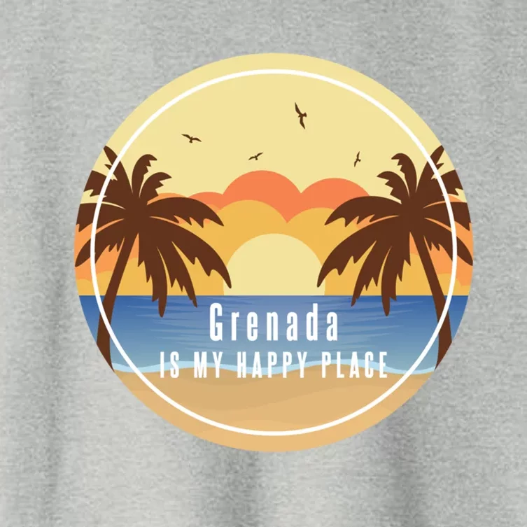 Grenada Is My Happy Place Fun Beach Vacation Palm Trees Sun Meaningful Gift Women's Crop Top Tee