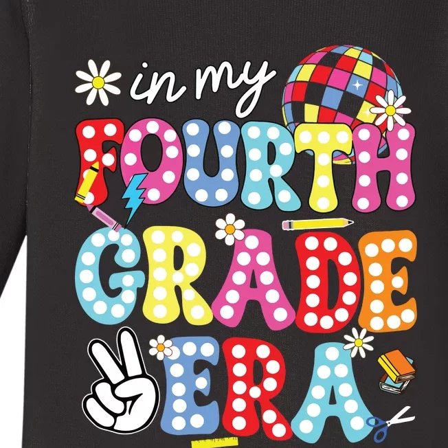 Groovy In My Fourth Grade Era First Day 4th Grade Teache Baby Long Sleeve Bodysuit