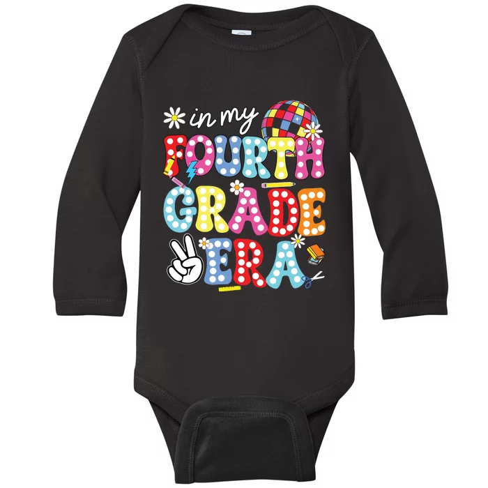 Groovy In My Fourth Grade Era First Day 4th Grade Teache Baby Long Sleeve Bodysuit