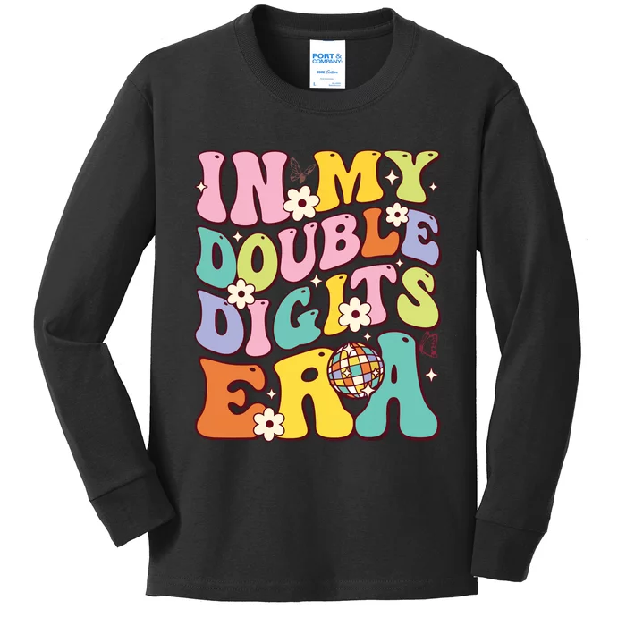 Girl In My Double Digits Era Retro 10 Year Old 10th Birthday Kids Long Sleeve Shirt