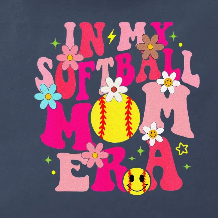 Groovy In My Softball Mom Era Life Game Day Vibes Mama Pink Zip Tote Bag