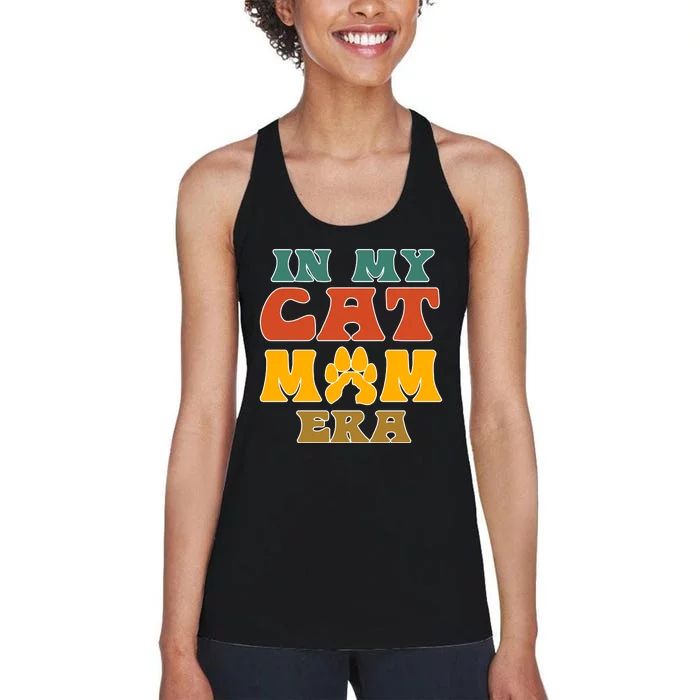 Groovy In My Cat Mom Era Retro Women's Racerback Tank