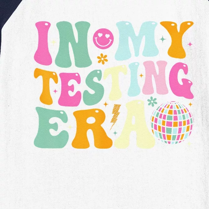 Groovy In My Testing Era Testing Day Teacher Test Day Baseball Sleeve Shirt