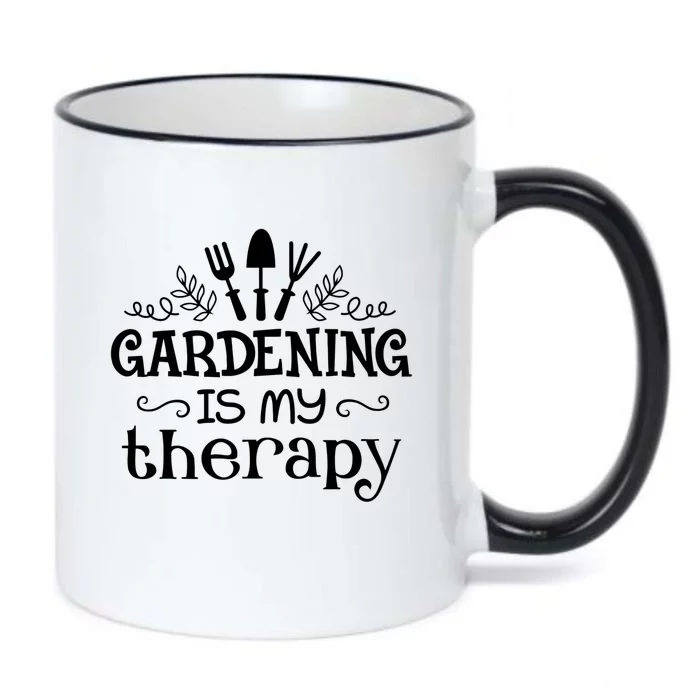 Gardening Is My Therapy Gift Black Color Changing Mug