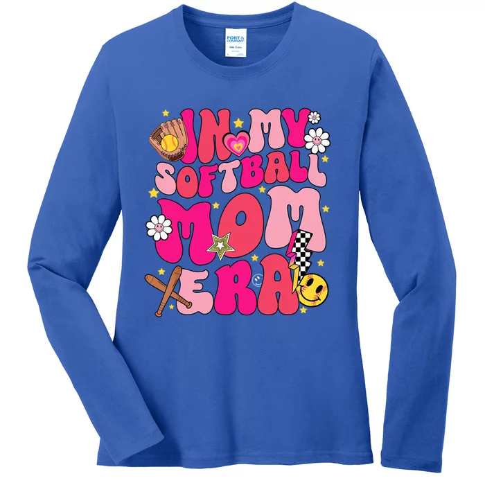 Groovy In My Softball Mom Era Mom Life Game Day Vibes Cute Gift Ladies Long Sleeve Shirt