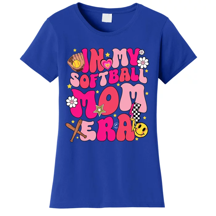 Groovy In My Softball Mom Era Mom Life Game Day Vibes Cute Gift Women's T-Shirt