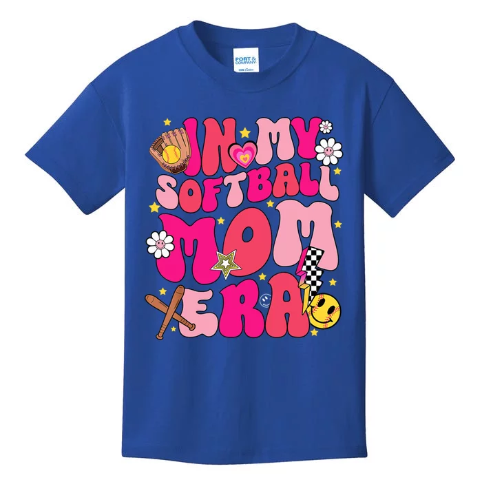 Groovy In My Softball Mom Era Mom Life Game Day Vibes Cute Gift Kids T-Shirt