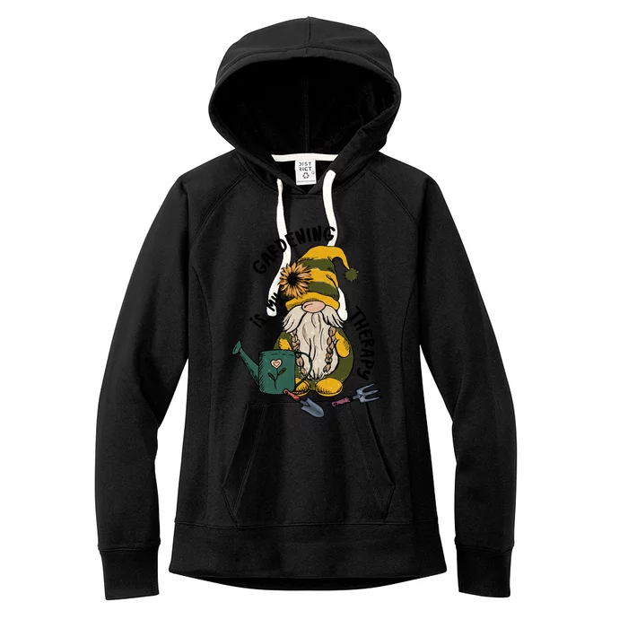 Gardening Is My Therapy Gnome Women's Fleece Hoodie