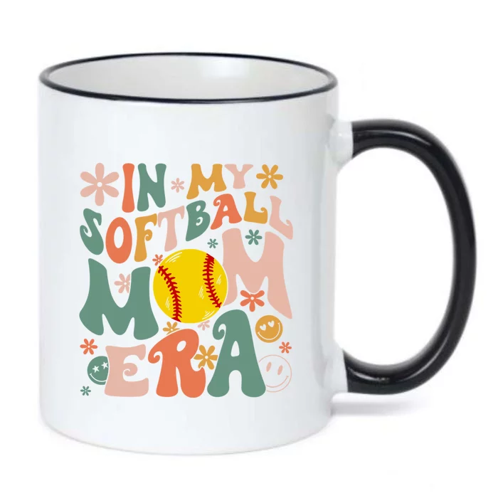 Groovy In My Softball Mom Era Mom Life Game Day Vibes Gift Black Color Changing Mug