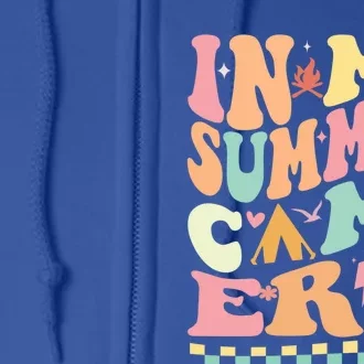 Groovy In My Summer Camp Era Retro Summer Camping Gift Full Zip Hoodie