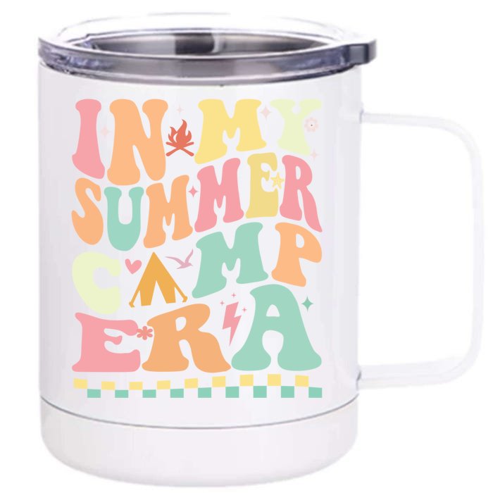 Groovy In My Summer Camp Era Retro Summer Camping Gift Front & Back 12oz Stainless Steel Tumbler Cup