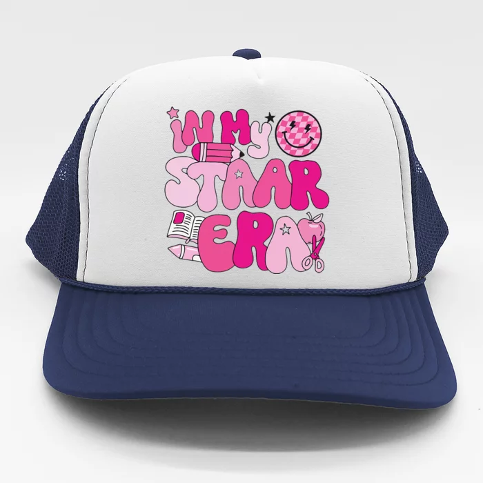 Groovy In My Staar Era Teacher Teacher Squad Test Day School Trucker Hat