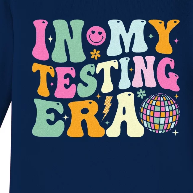 Groovy In My Testing Era Testing Day Teacher Test Day Baby Long Sleeve Bodysuit