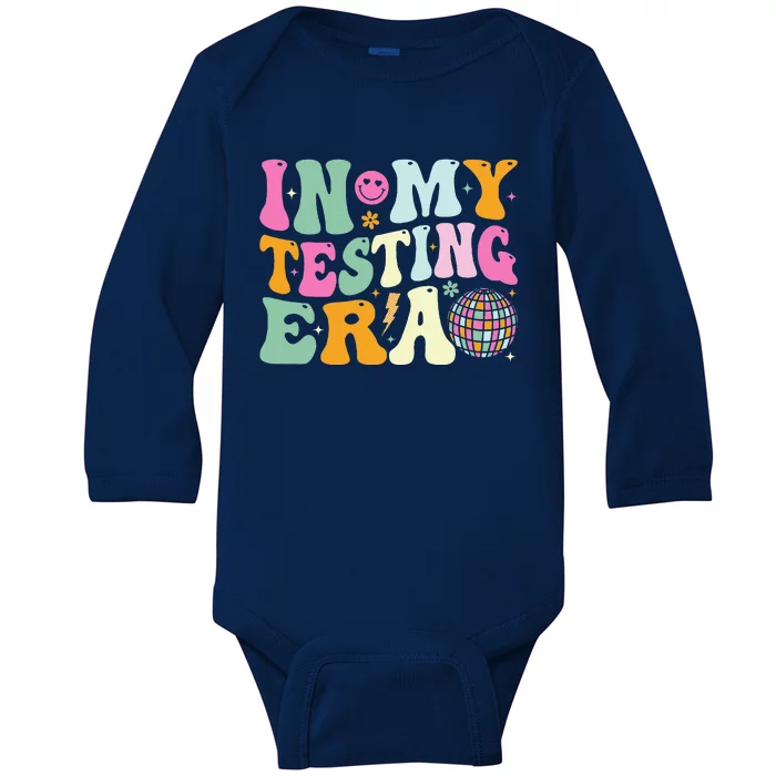 Groovy In My Testing Era Testing Day Teacher Test Day Baby Long Sleeve Bodysuit