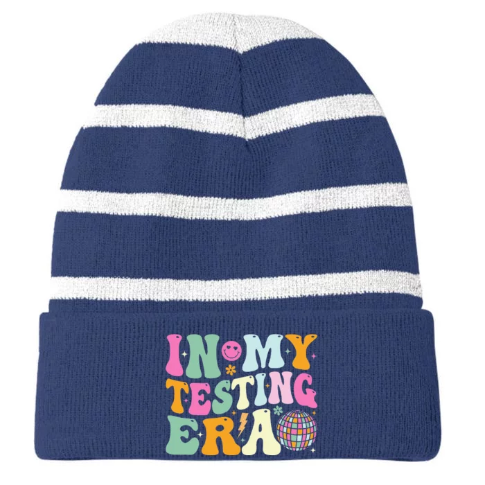 Groovy In My Testing Era Testing Day Teacher Test Day Striped Beanie with Solid Band