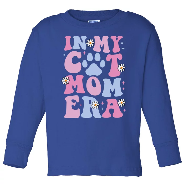 Groovy In My Cat Mom Era Funny Mother Cat Lover Gift Toddler Long Sleeve Shirt