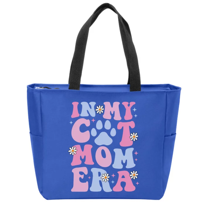 Groovy In My Cat Mom Era Funny Mother Cat Lover Gift Zip Tote Bag