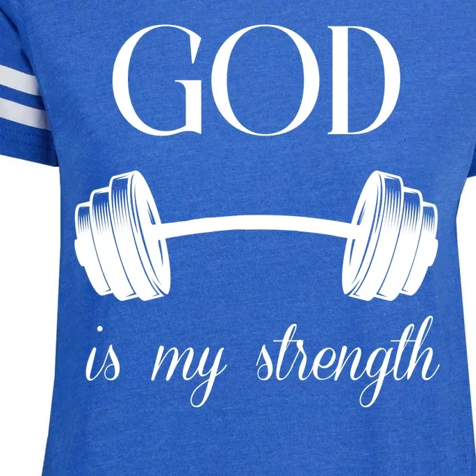 God Is My Strength Enza Ladies Jersey Football T-Shirt