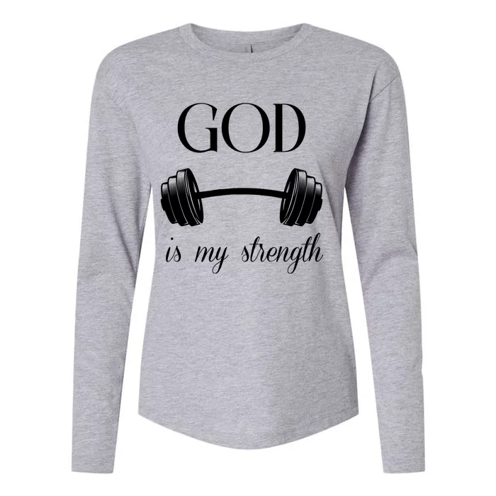 God Is My Strength Womens Cotton Relaxed Long Sleeve T-Shirt