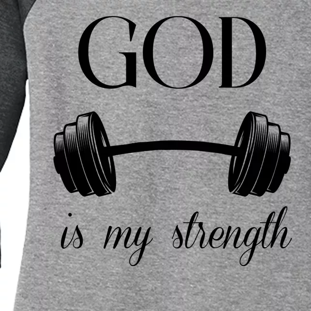 God Is My Strength Women's Tri-Blend 3/4-Sleeve Raglan Shirt