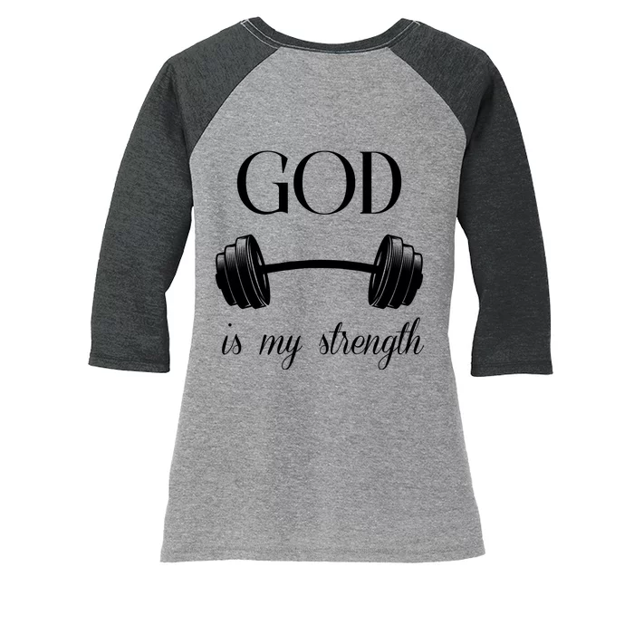 God Is My Strength Women's Tri-Blend 3/4-Sleeve Raglan Shirt