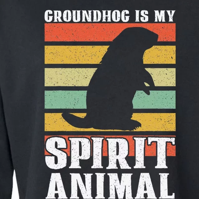 Groundhog Is My Spirit Animal Groundhog Day Funny Retro Cropped Pullover Crew