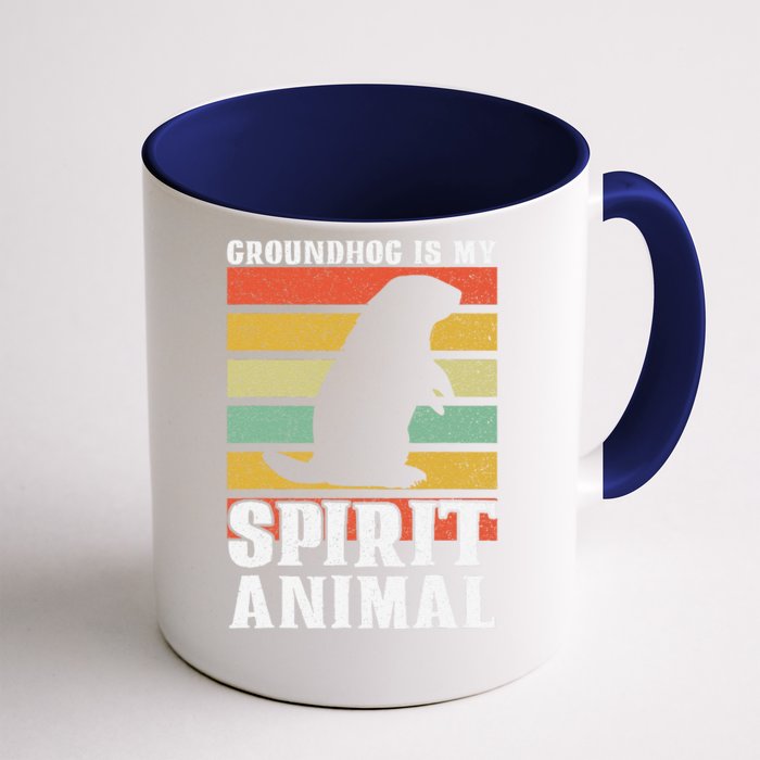 Groundhog Is My Spirit Animal Groundhog Day Funny Retro Front & Back Coffee Mug