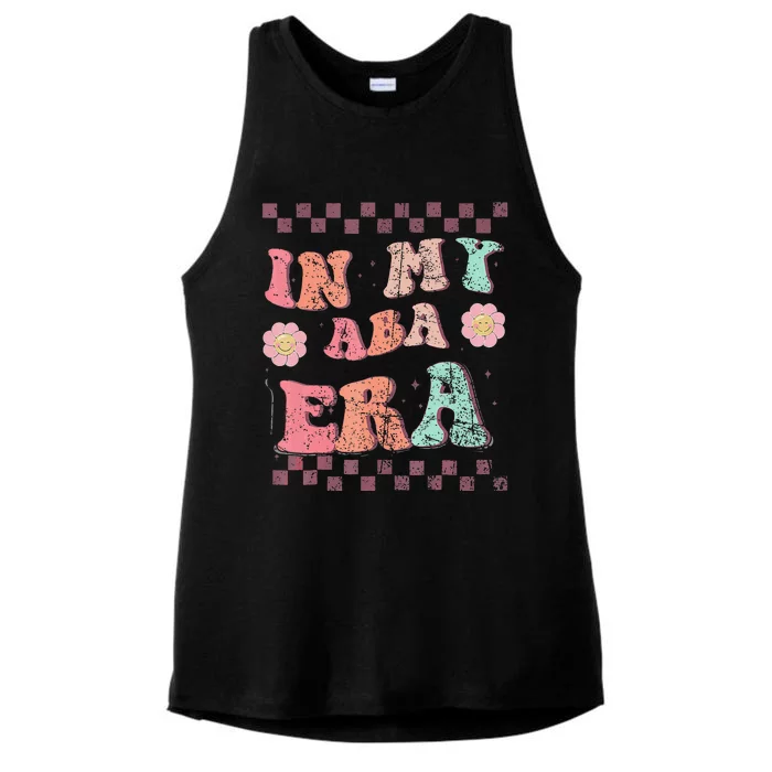 Groovy In My Aba Era Applied Behavior Analyst Aba Therapist Ladies Tri-Blend Wicking Tank