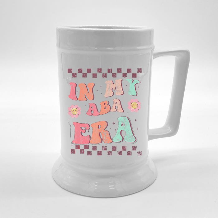 Groovy In My Aba Era Applied Behavior Analyst Aba Therapist Front & Back Beer Stein