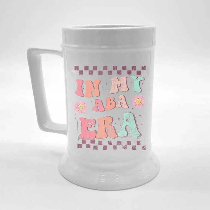 Groovy In My Aba Era Applied Behavior Analyst Aba Therapist Front & Back Beer Stein