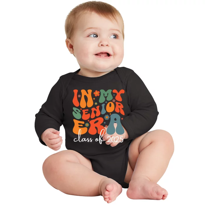 Groovy In My Senior Era Class Of 2025 Cute Graduation Party Baby Long Sleeve Bodysuit