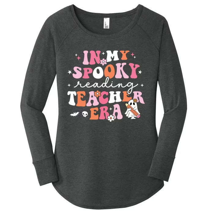 Groovy In My Spooky Reading Teacher Era Cute Ghost Halloween Women's Perfect Tri Tunic Long Sleeve Shirt