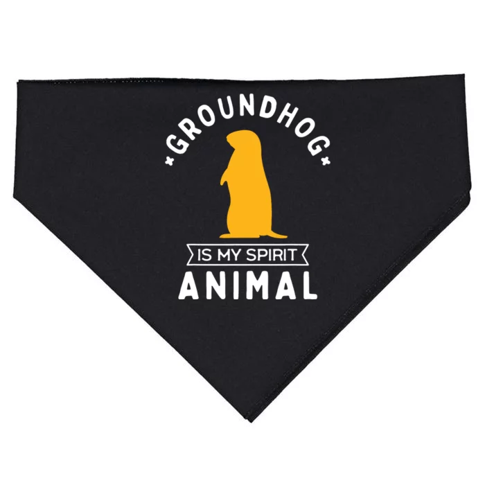 Groundhog Is My Spirit Animal Funny Woodchuck USA-Made Doggie Bandana