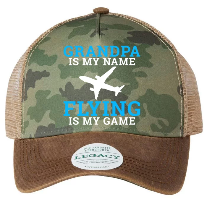 Grandpa Is My Name Flying Is My Game Pilot Grandpa Great Gift Legacy Tie Dye Trucker Hat