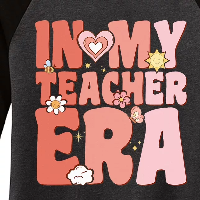 Groovy In My Teacher Era First Day Of School Back To School Women's Tri-Blend 3/4-Sleeve Raglan Shirt