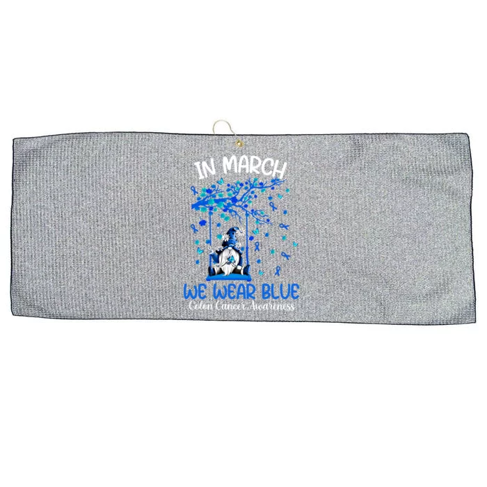 Gnome In March We Wear Blue Clothing Colon Cancer Awareness Cute Gift Large Microfiber Waffle Golf Towel