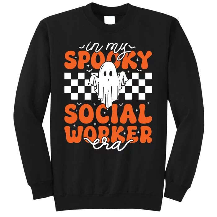 Groovy In My Spooky Social Worker Era Cute Ghost Halloween Sweatshirt