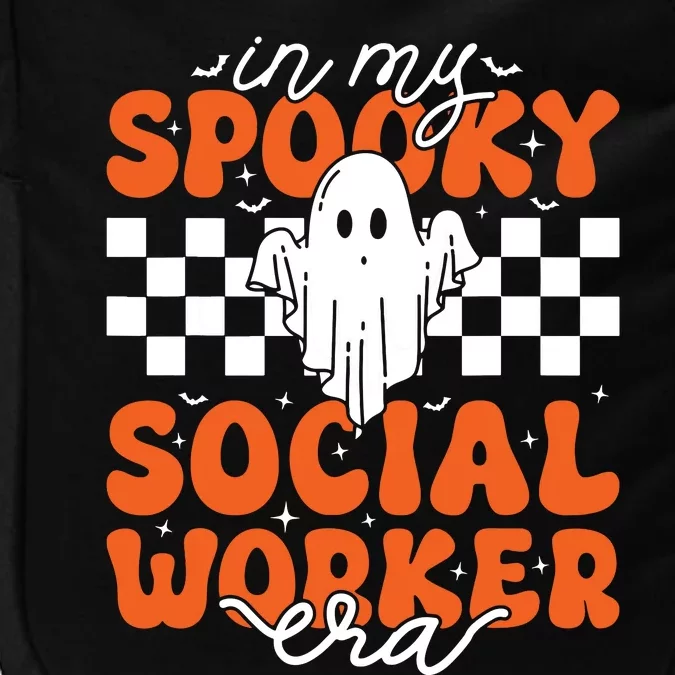 Groovy In My Spooky Social Worker Era Cute Ghost Halloween Impact Tech Backpack