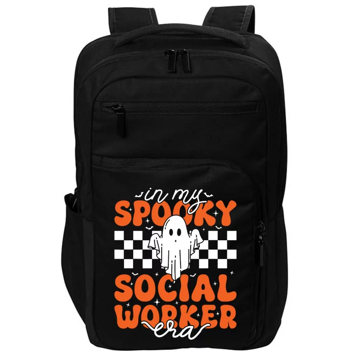 Groovy In My Spooky Social Worker Era Cute Ghost Halloween Impact Tech Backpack