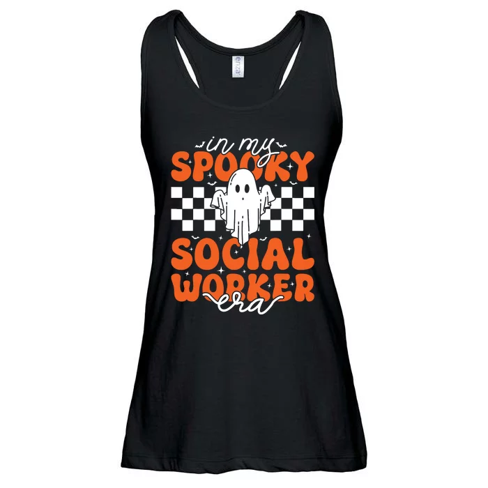 Groovy In My Spooky Social Worker Era Cute Ghost Halloween Ladies Essential Flowy Tank