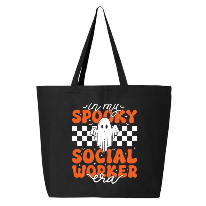 Groovy In My Spooky Social Worker Era Cute Ghost Halloween 25L Jumbo Tote