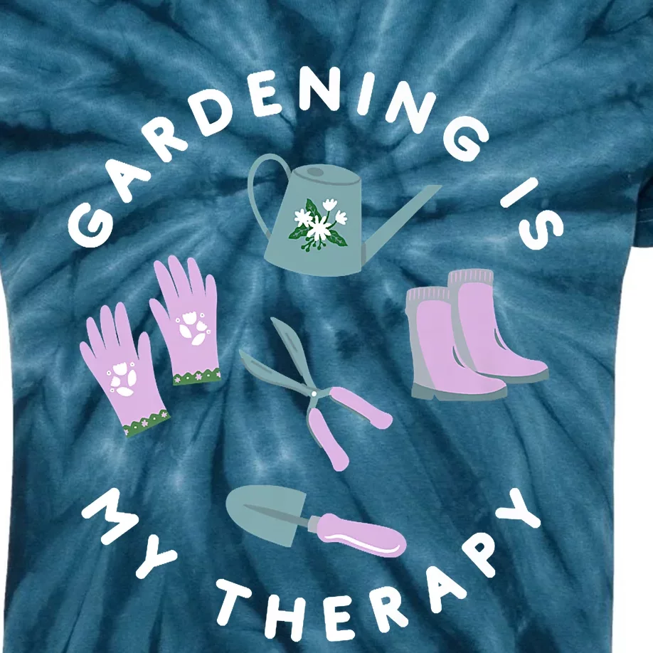 Gardening Is My Therapy Premium Kids Tie-Dye T-Shirt