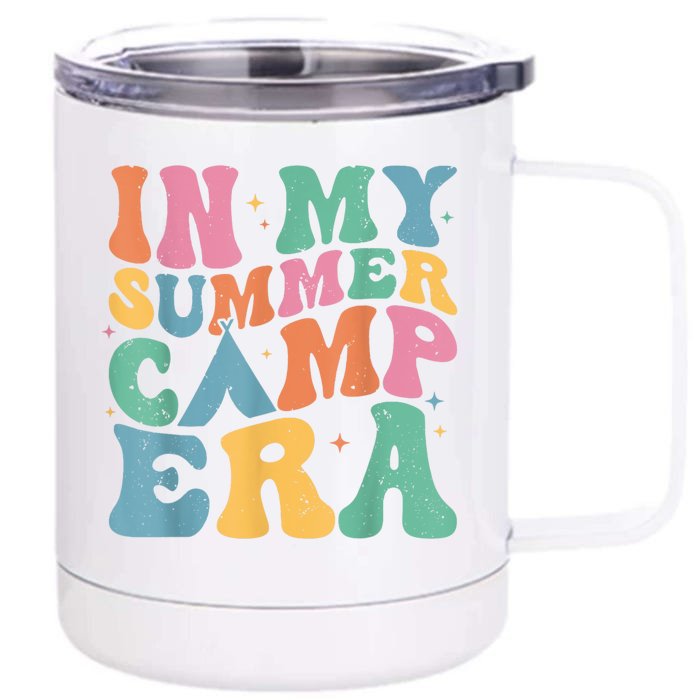 Groovy In My Summer Camp Era Retro Summer Camper Front & Back 12oz Stainless Steel Tumbler Cup