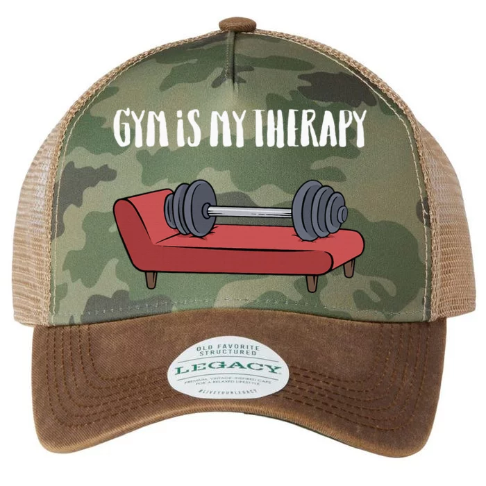 Gym Is My Therapy Funny Gym Legacy Tie Dye Trucker Hat