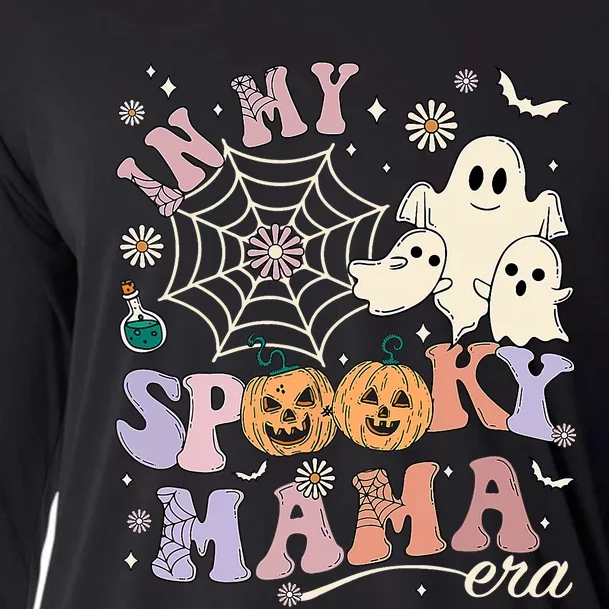 Groovy In My Spooky Mama Era Ghost Pumpkin Halloween Costume Cooling Performance Long Sleeve Crew